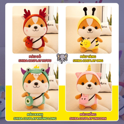 Gấu bông chó Shiba cosplay 25cm cao cấp - Đồ chơi thú nhồi bông chó Shiba cosplay bông gòn mềm mịn, bền đẹp, dễ sử dụng và an toàn cho trẻ nhỏ Quà Tặng Thú Bông 