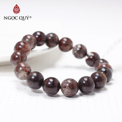 Vòng thạch anh ưu linh rêu nâu 12mm mệnh thổ, kim - Ngọc Quý Gemstones