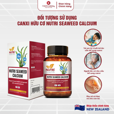 [TẶNG: Folic Acid 165k] Canxi Hữu Cơ New Zealand Nutri Seaweed Calcium 60 Viên - Bổ Sung Canxi, Tăng Chiều Cao, Chống Loãng Xương - Chính Hãng