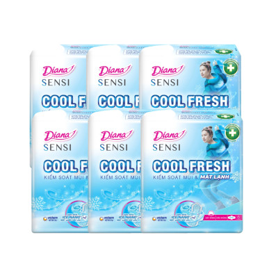 Bộ 6 Gói Băng Vệ Sinh Diana SenSi Cool Fresh Siêu Mỏng Cánh (8 Miếng/Gói)