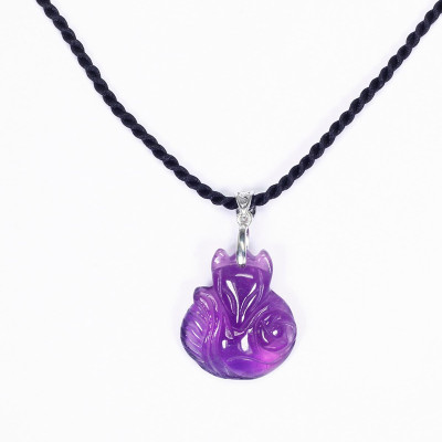 Mặt dây chuyền hồ ly 9 đuôi ôm hoa mẫu đơn đá thiên nhiên - Ngọc Quý Gemstones