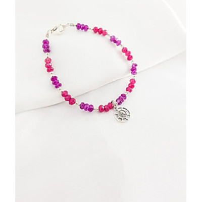 Vòng tay mệnh hỏa, thổ đá Agate mix charm chữ OM