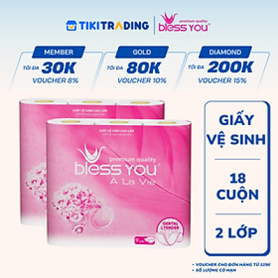 Combo 2 Lốc Giấy vệ sinh Bless You Alavie 9 (Lốc 9 cuộn)