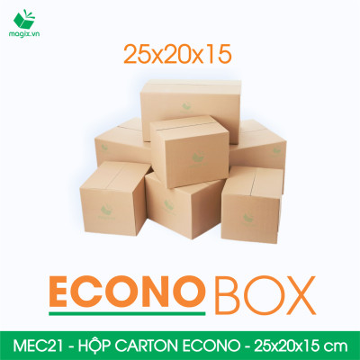 MEC21 - 25x20x15 cm - Combo 60 thùng hộp carton trơn siêu tiết kiệm ECONO