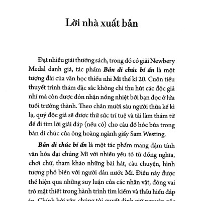 Bản Di Chúc Bí Ẩn - Giải Thưởng Văn Học Thiếu Nhi Mĩ - Newbery Medal 1979