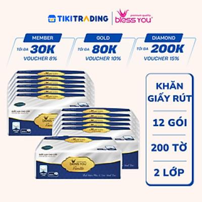 Combo 12 Gói Khăn Rút Bless You Famille 200 tờ