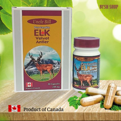 Nhung Hươu Uncle Bill Pure Canadian Elk Hộp 30 Viên, Nhập Khẩu Canada, Từ 75 Phần Nhung Tươi Yên Ngựa Của Loài Hươu Đỏ Sừng Tấm (Cervus Elaphus Canadensis) Mới Tạo Ra 1 Phần Nhung Hươu Tinh Chất, Món Quà Sức Khoẻ 
