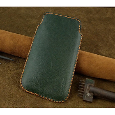 Bao Da Túi Rút dành cho Samsung Galaxy note 8/ note 9 Da Bò Hạt Màu Xanh Rêu
