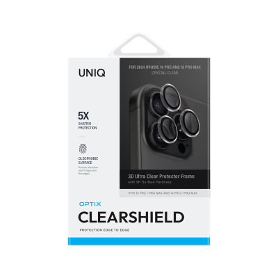 Kính Cường Lực Bảo Vệ Camera Lens Cho iPhone 16 Promax/ iPhone 16 Pro , UNIQ OPTIX Clear_ Hàng chính hãng