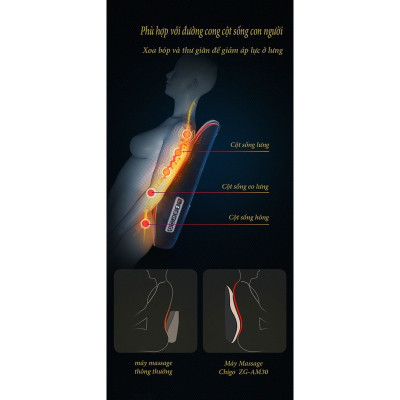 Gối massage cổ vai gáy, Máy massage lưng hồng ngoại trị liệu 16 đầu bi massage cùng chế độ rung