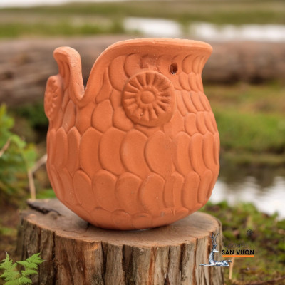 Chậu Treo Gốm Đất Nung Hình Cú  D15cm X H16cm