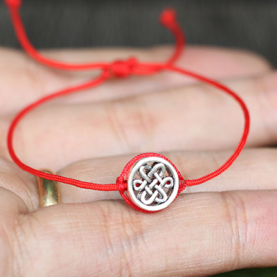 Vòng Kết Dây Đỏ Charrm Kết Đồng Tâm Bạc Ngọc Quý Gemstones GA5