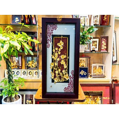 Tranh hoa mai mạ vàng (39x69cm) MT Gold Art- Hàng chính hãng, trang trí nhà cửa, phòng làm việc, quà tặng Tết ý nghĩa, quà tặng sếp, đối tác, khách hàng, tân gia, khai trương 