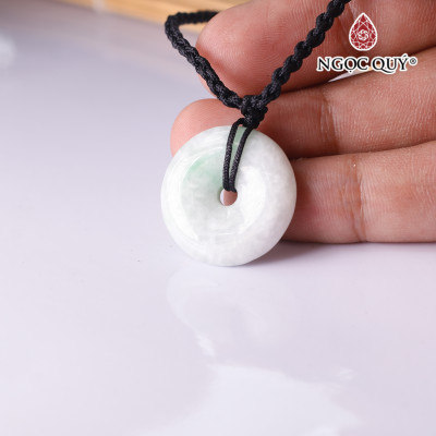 Mặt dây chuyền đồng điếu đá cẩm thạch phỉ thúy 22mm mệnh hỏa , mộc - Ngọc Quý Gemstones