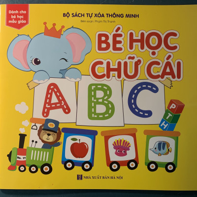 Bộ Sách Tự Xóa Thông Minh - Kèm 02 bút tự xóa - 4 cuốn Toán, Chữ cái, chữ số, hình khối và màu sắc - Sách cho bé học mẫu giáo