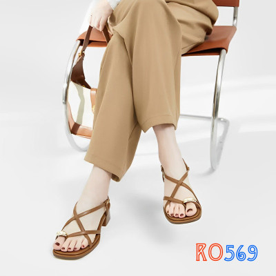 Giày sandal nữ cao gót 3 phân hàng hiệu rosata hai màu đen nâu ro569
