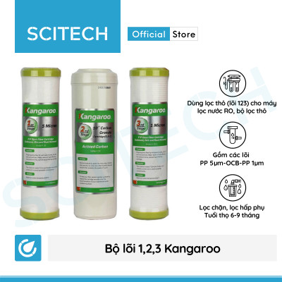 Bộ lõi số 1,2,3 10 inch by Scitech (Lõi PP5-OCB-PP1 dùng thay thế máy lọc nước Karofi, Kangaroo, Mutosi) - Hàng chính hãng 