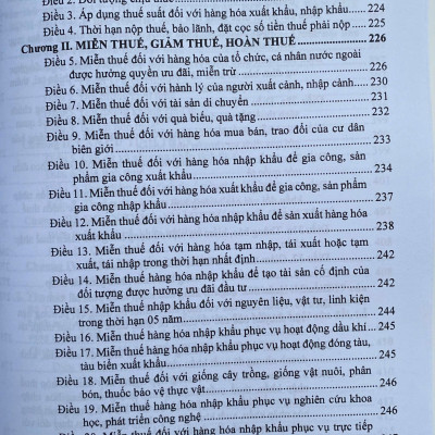 Luật thuế; Thuế giá trị gia tăng; Thu nhập doanh nghiệp; Thuế thu nhập cá nhân; Thuế xuất khẩu, Thuế nhập khẩu; Thuế tiêu thu đặc biệt; Thuế tài nguyên; Thuế bảo vệ môi trường; Thuế sử dụng đất phi nông nghiệp và các văn bản hướng dẫn thi hành