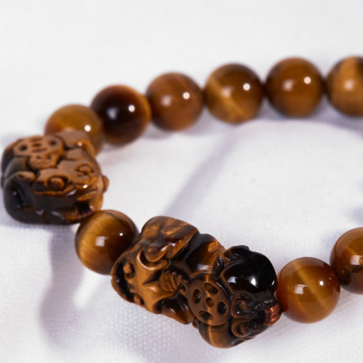 Vòng Tay Đá Thạch Anh Mắt Hổ Phối 2 Tỳ Hưu Ngọc Quý Gemstones