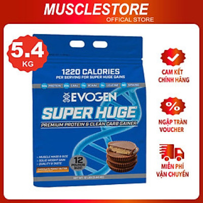 [Chính hãng] Evogen Super Huge (5.4KG), Sữa Tăng Cân & Cơ Nạc Cao Cấp, 50g Protein, 22g EAA, 10g BCAA, Potent Evozyme