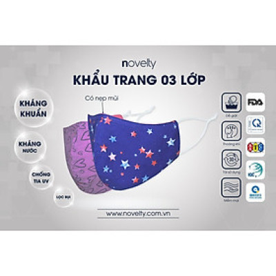 KHẨU TRANG 3 LỚP NOVELTY “KHÁNG GIỌT BẮN – KHÁNG KHUẨN” GIAO MÀU NGẪU NHIÊN