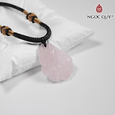 Mặt dây chuyền hồ ly đá thạch anh hồng 31x24mm mệnh hỏa, thổ - Ngọc Quý Gemstones