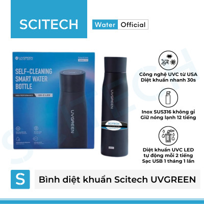 Bình nước giữ nhiệt diệt khuẩn Scitech UVGREEN 500ML - Hàng chính hãng 