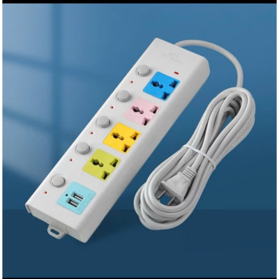 Ổ Cắm Điện Đa Năng Kết Hợp Ổ Cắm USB Chất Lượng Cao 4 Lỗ 3 Chấu Kéo Dài 1.8m Có Công Tắc Tải 2500W Nắp Chống Giật Chống Cháy Tiện Dụng An Toàn Chống Cháy Nổ