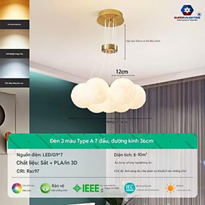 Đèn thả trần bóng bay 7/13 bóng E27 D500/D600 Nâng tầm không gian với đèn chùm decor khách phòng ngủ