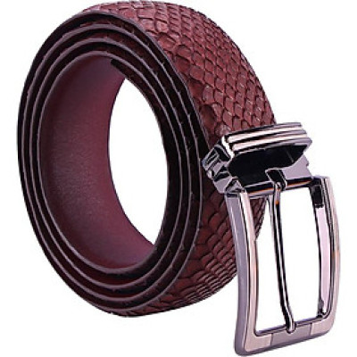 Thắt Lưng Nam Da Trăn Đầu Kim Huy Hoàng HT4345 - Nâu