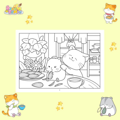 Sách Tô Màu - Baby Three 12 Con Giáp + Capybara Và Mèo Cam + Thị Trấn Nhỏ + Tết Và Lễ Hội + Mèo Cam Và Hamster - Combo 5 Cuốn - Minh Thắng