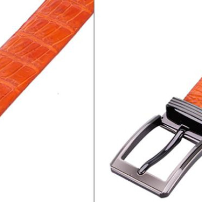 Thắt Lưng Nam Da Cá Sấu Gai Bụng Bản Lớn Đầu Kim Huy Hoàng HT4230 - Vàng