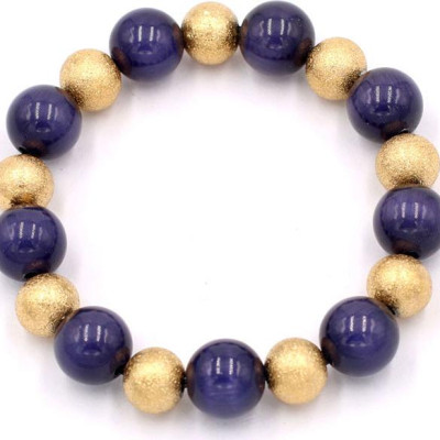 Chuỗi đeo tay phong thủy - đá mắt mèo tím 12 ly VMEIHVM1 - hợp mệnh Thổ, mệnh Hỏa