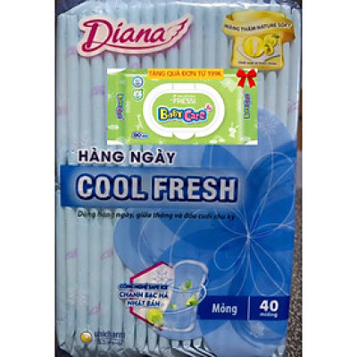 Gói Lớn 40 Miếng | 1 Gói Băng Vệ Sinh Diana Sensi Hàng Ngày Cool Fresh 40 Miếng/Gói- Date Luôn Mới