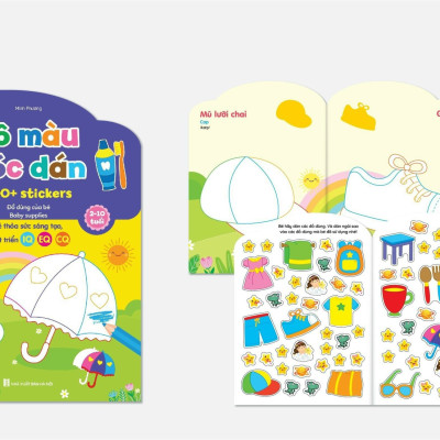 (Bản mới nhất) Bộ 6 cuốn Tô màu bóc dán 100+ stickers (song ngữ Anh – Việt) - Cho bé thỏa sức sáng tạo, phát triển IQ - EQ - CQ