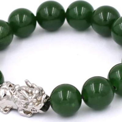 Chuỗi đeo tay thạch anh xanh rêu 12 ly - cẩn Tỳ Hưu inox VTAXRTHT12 - kèm hộp nhung - hợp mệnh Hỏa, mệnh Mộc