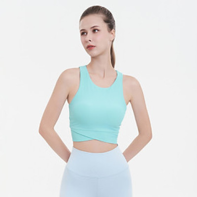 Áo Croptop Tập Yoga Gym Hibi Sports CR830, Kiểu Ba Lỗ Phối Chéo, Kèm Mút Ngực