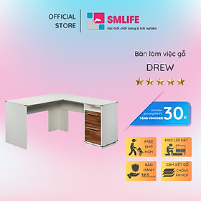 Bàn máy tính chữ L kết hợp tủ lưu trữ  SMLIFE Drew