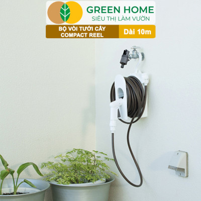 Bộ Ống Tưới Takagi Compact Reel GreenHone, Dài 10m, Treo Tường, Thiết Kế Gọn Nhẹ, Đa Năng Từ Nhật Bản