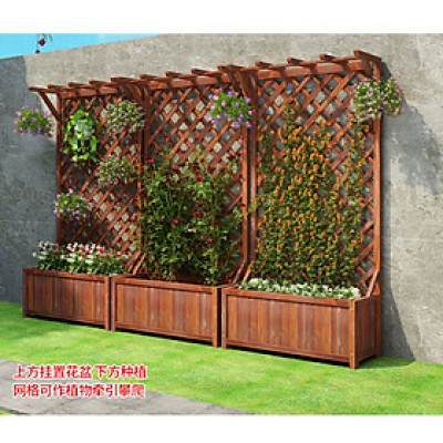 Kệ gỗ vách ngăn trồng hoa cây cảnh gỗ Thông Newzeland nhập khẩu trang trí nhà cửa sân vườn, decor quán cafe phong cách vintage cổ điển