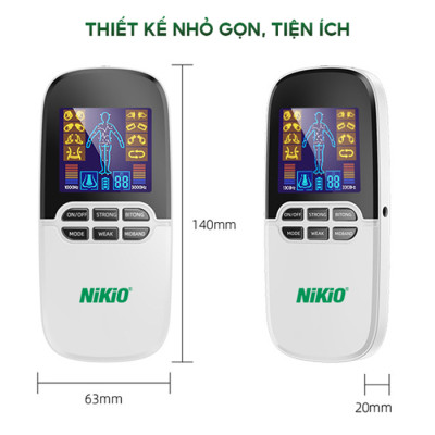 Máy Massage Xung Điện Trị Liệu Nikio NK-102 - 8 Miếng Dán Mát Xa Giảm Đau Nhức Toàn Thân Với Công Nghệ Điện Xung Mới - Đèn Hồng Ngoại Hỗ Trợ Trị Viêm Mũi Dị Ứng, Viêm Xoang - Pin Sạc Không Dây Tiện Lợi