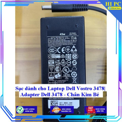 Sạc dành cho Laptop Dell Vostro 3478 Adapter Dell 3478 Chân Kim Bé - Kèm Dây nguồn - Hàng Nhập Khẩu