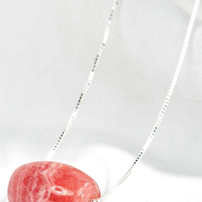 Dây chuyền bạc lu thống đá rhodochrosite Ngọc Quý Gemstone