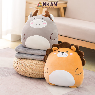 Bộ chăn gối văn phòng 3 trong 1 kiểu Sư Tử Bờm Nâu Độc Đáo