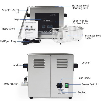 Máy rửa siêu âm Gtsonic-D13, 13L  điều khiển kỹ thuật số, 3 chế độ, làm sạch nhanh & hiệu quả sử dụng sóng siêu âm tần số cao, giúp loại bỏ bụi bẩn, dầu mỡ và cặn bám hiệu quả mà không làm hỏng bề mặt