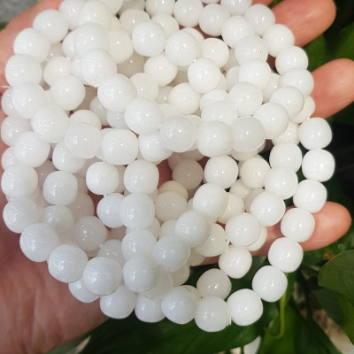 Vòng Tay Nữ Đá Ngọc Hoà Điền TRẮNG bầu Tự Nhiên Size 9li5 đẹp Màu Trắng sáng Nữ mệnh Kim Thủy Mang năng lượng tích cực may mắn tài lộc tốt công việc đeo đẹp xinh tay ạ