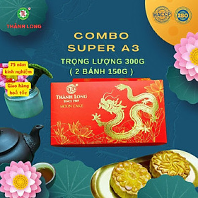 Hộp Bánh Trung Thu 2 bánh 1 trứng 150g - COMBO SUPER A3 - Thành Long (300g) - VIỆT NAM