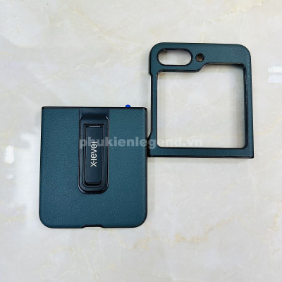 Ốp cho Samsung Galaxy Z Flip 5 lưng da chính hãng X-Level Utmost Plain có chân chống - Hàng nhập khẩu
