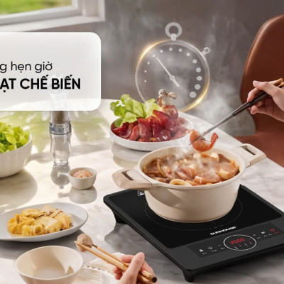 Bếp hồng ngoại Sunhouse SHD6012A - Công suất 2000W - Mặt kính pha lê - Chế độ hẹn giờ - Khóa trẻ em - Đa chức năng - Hàng chính hãng