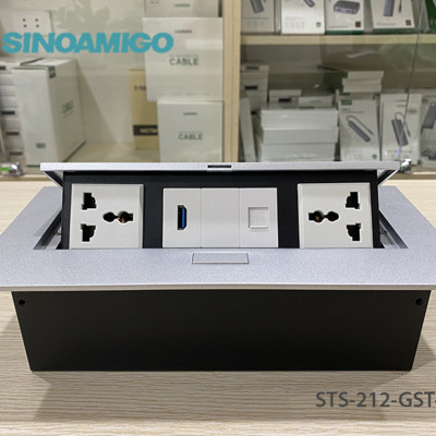 Hộp ổ cắm điện âm bàn tích hợp Lan, USB data 3.0 Sinoamigo STS-212GST-1 chính hãng